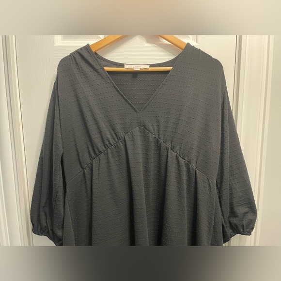 44-Loft Women’s Black Bobble Tiered Dress Babydoll w/ Balloon Sleeves Size 12 - Picture 3 of 10